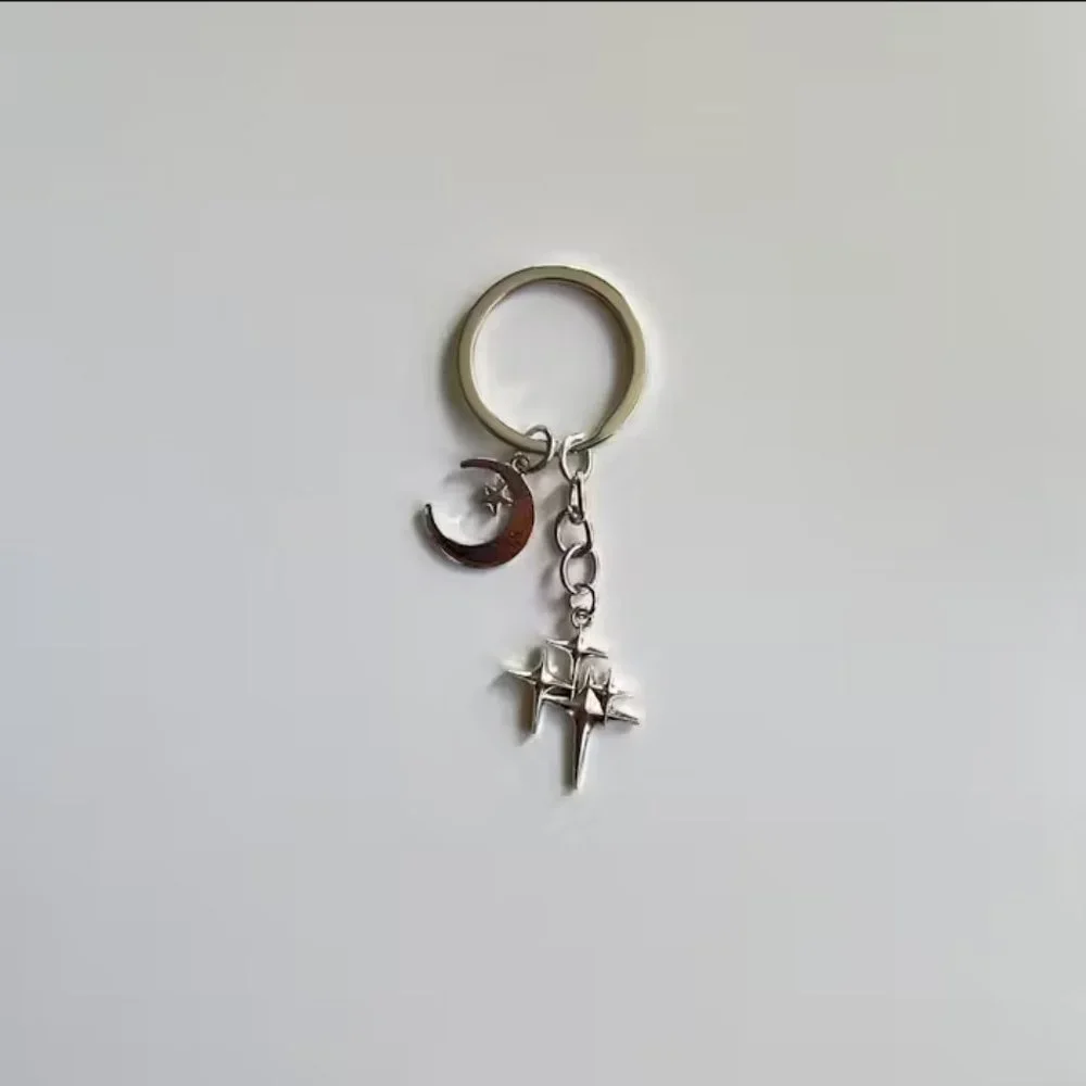 y2k 2000s star moon pendant keyring for keychain